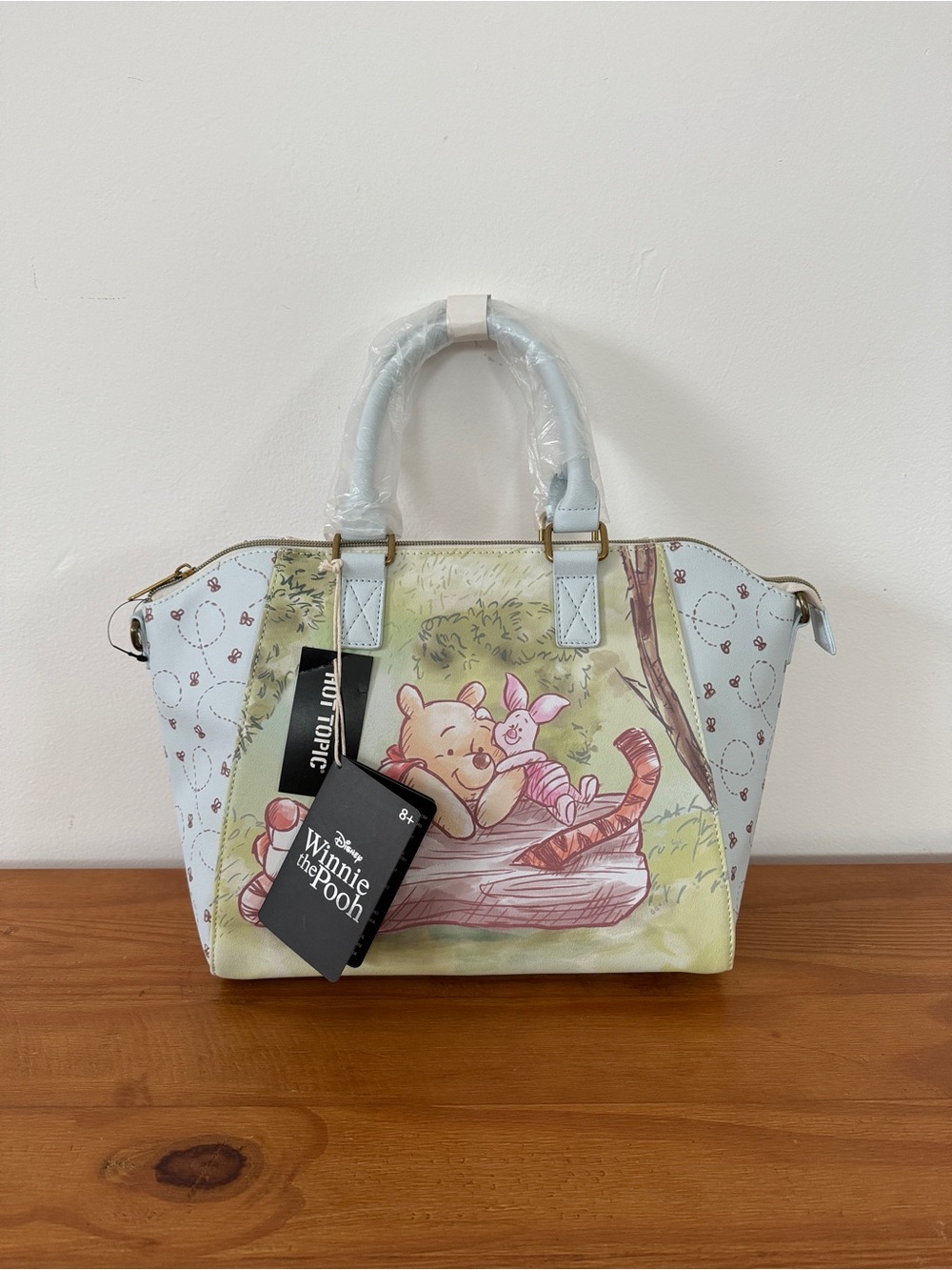 Light Blue Winnie the Pooh Printed Satchel Shoulder Bag